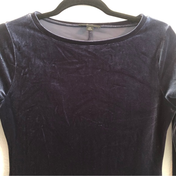 J. Crew Midnight Blue Velvet Like Long Sleeve Mini Dress - Picture 3 of 6